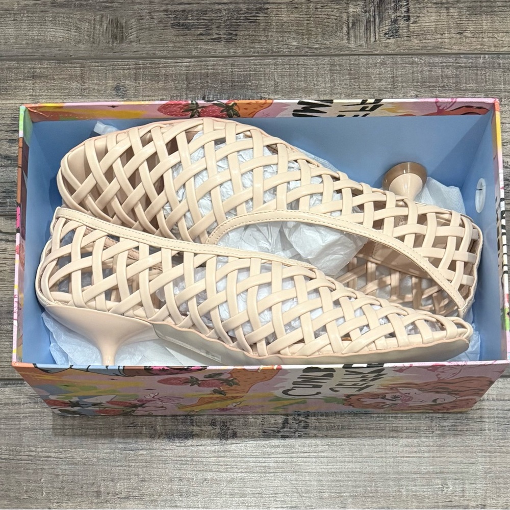 Jeffrey Campbell Encaged Lattice Beige Woven kitten heel pumps 11 - Picture 7 of 10